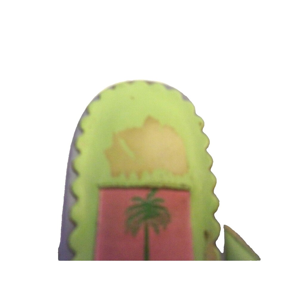 Lilly Pulitzer Floral Thong Kitten Heal Sandals Lavender Lime Sz. 8.5 M Leather - Picture 4 of 8